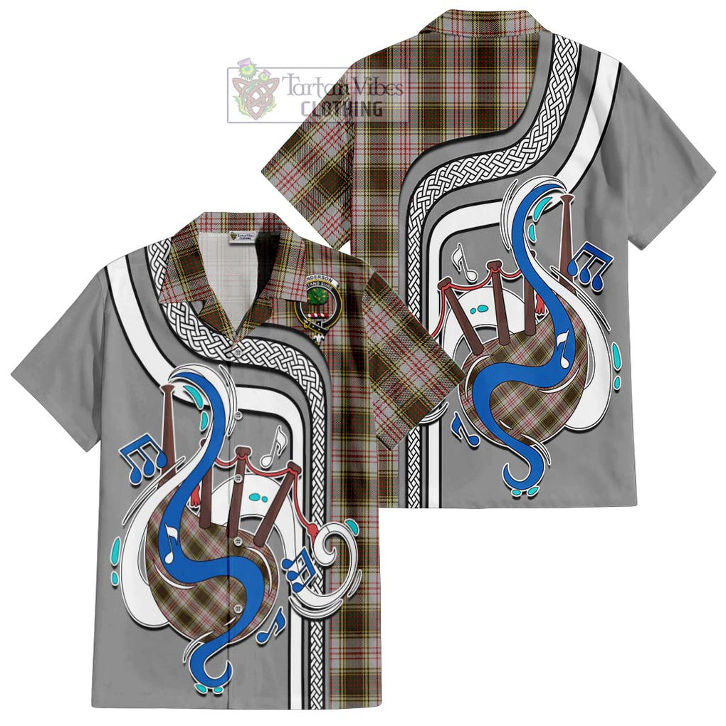 Anderson Dress Tartan Short Sleeve Button Shirt with Epic Bagpipe Style Kid - Tartanvibesclothing Shop