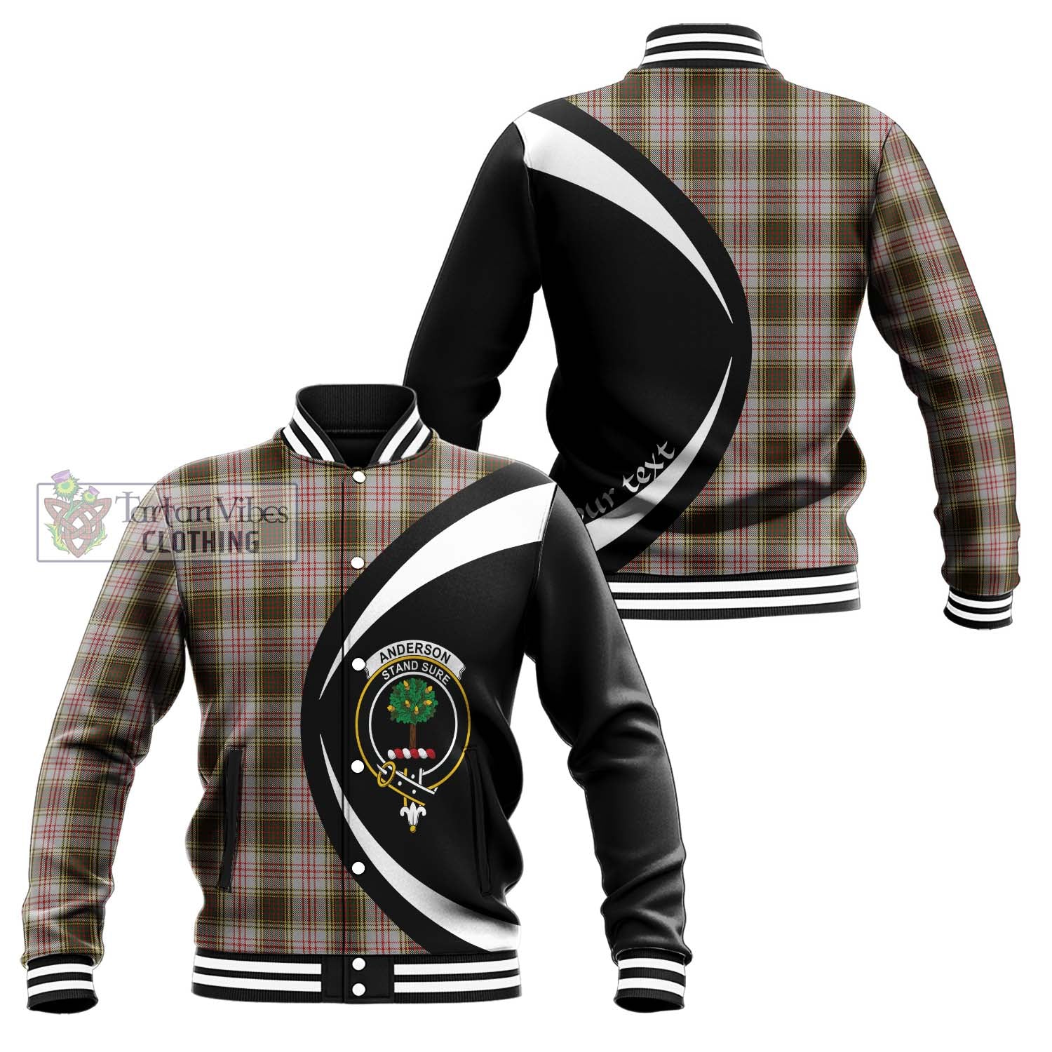 Anderson Dress Tartan Baseball Jacket with Family Crest Circle Style Unisex - Tartan Vibes Clothing