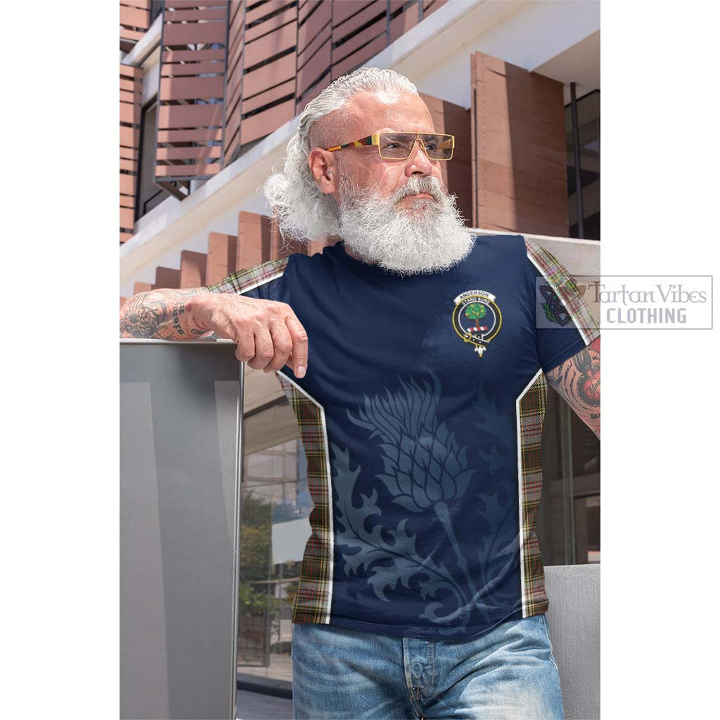 Tartan Vibes Clothing Anderson Dress Tartan Cotton T-shirt with Family Crest and Scottish Thistle Vibes Sport Style