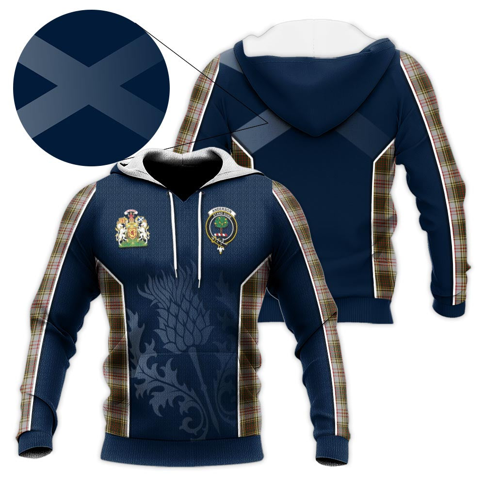 Tartan Vibes Clothing Anderson Dress Tartan Knitted Hoodie with Family Crest and Scottish Thistle Vibes Sport Style