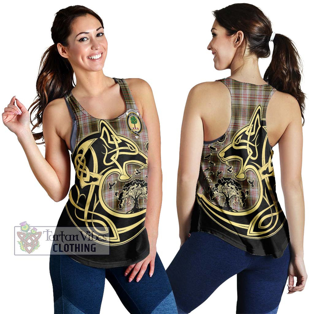 Anderson Dress Tartan Women's Racerback Tanks with Family Crest Celtic Wolf Style 4XL - Tartan Vibes Clothing