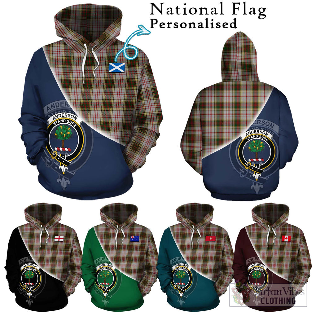 Anderson Dress Tartan Hoodie with Personalised National Flag and Family Crest Half Style Zip Hoodie - Tartanvibesclothing Shop