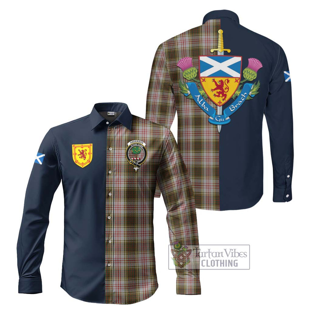 Tartan Vibes Clothing Anderson Dress Tartan Long Sleeve Button Shirt with Scottish Lion Royal Arm Half Style