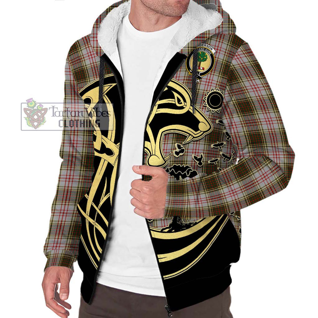 Anderson Dress Tartan Sherpa Hoodie with Family Crest Celtic Wolf Style Unisex S - Tartan Vibes Clothing