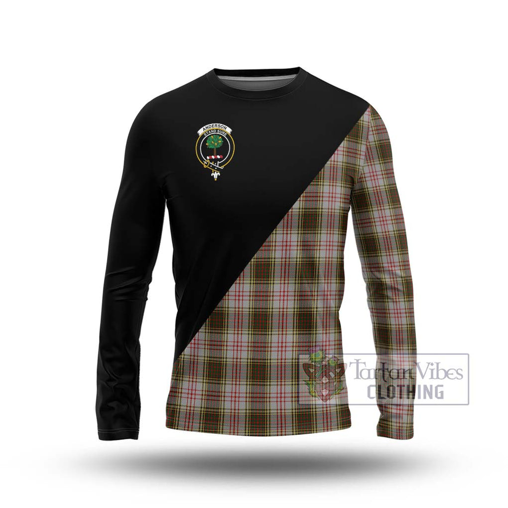 Anderson Dress Tartan Long Sleeve T-Shirt with Family Crest and Military Logo Style Unisex - Tartanvibesclothing Shop