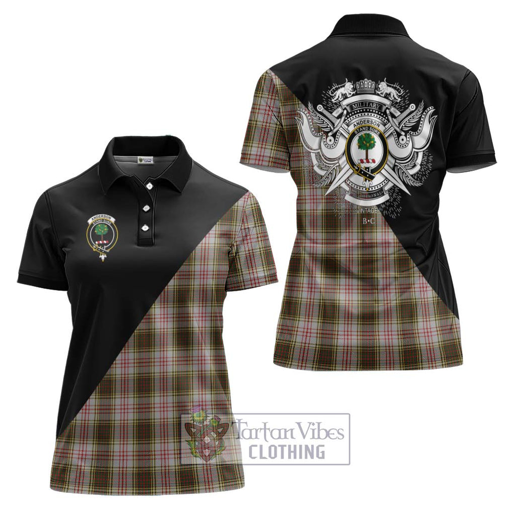 Anderson Dress Tartan Women's Polo Shirt with Family Crest and Military Logo Style Women - Tartanvibesclothing Shop