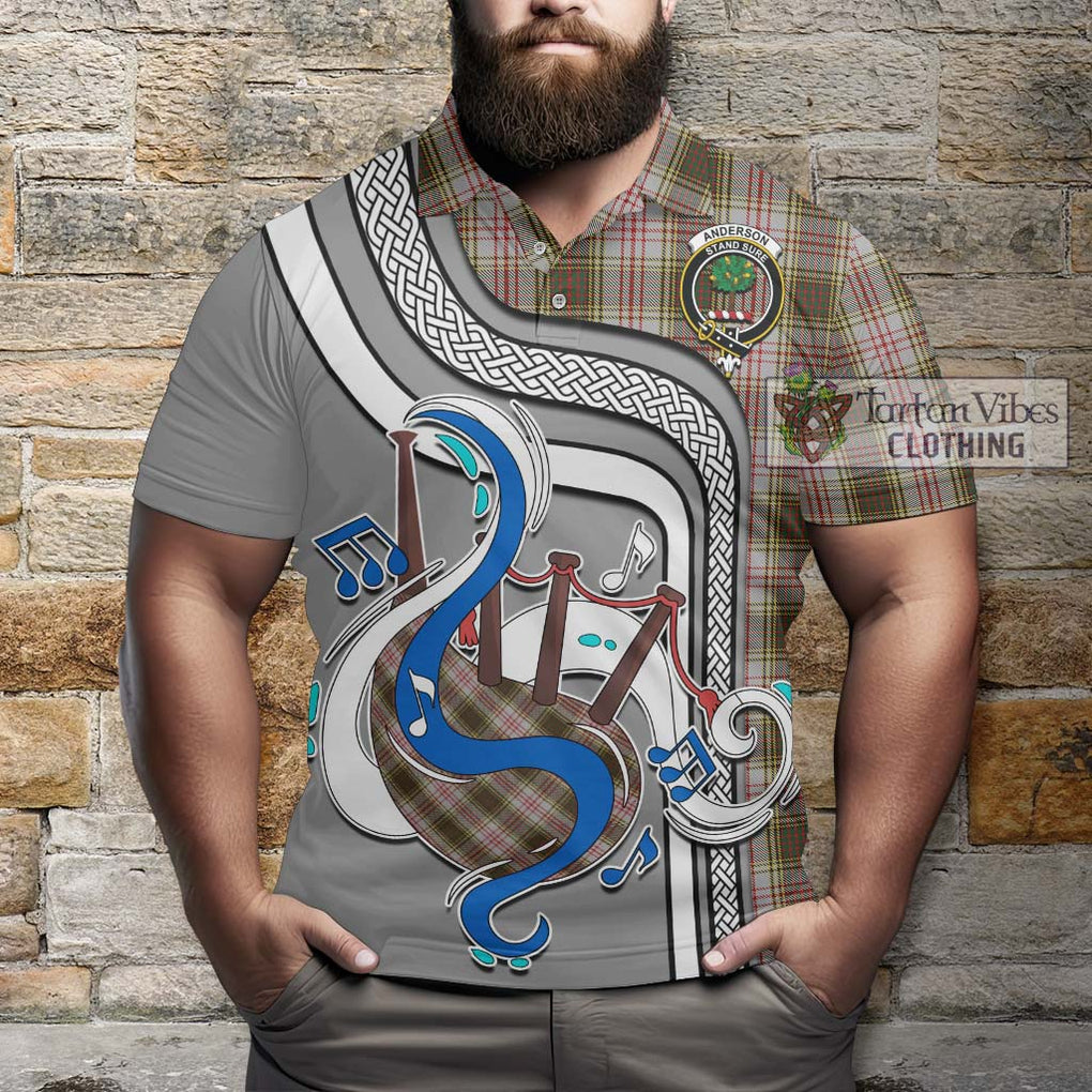 Tartan Vibes Clothing Anderson Dress Tartan Polo Shirt with Epic Bagpipe Style