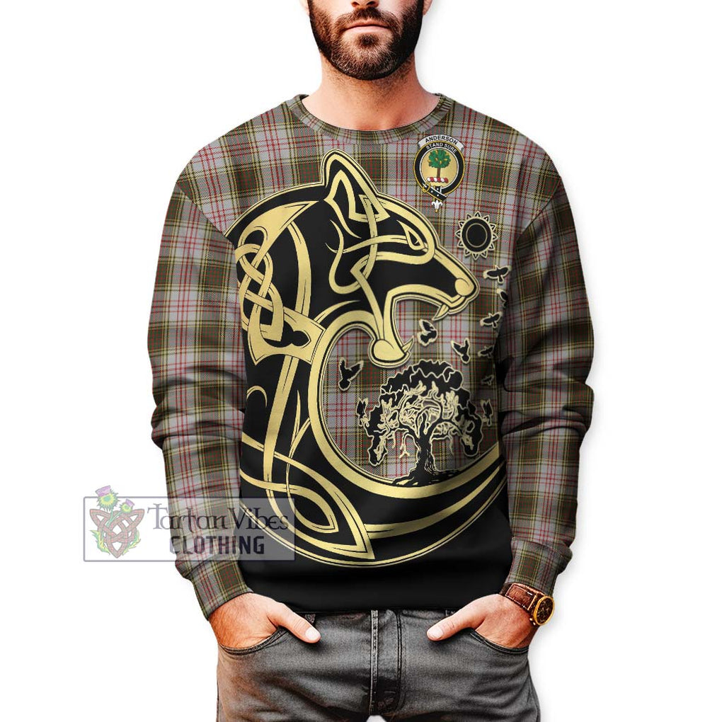 Anderson Dress Tartan Sweatshirt with Family Crest Celtic Wolf Style Unisex - Tartan Vibes Clothing