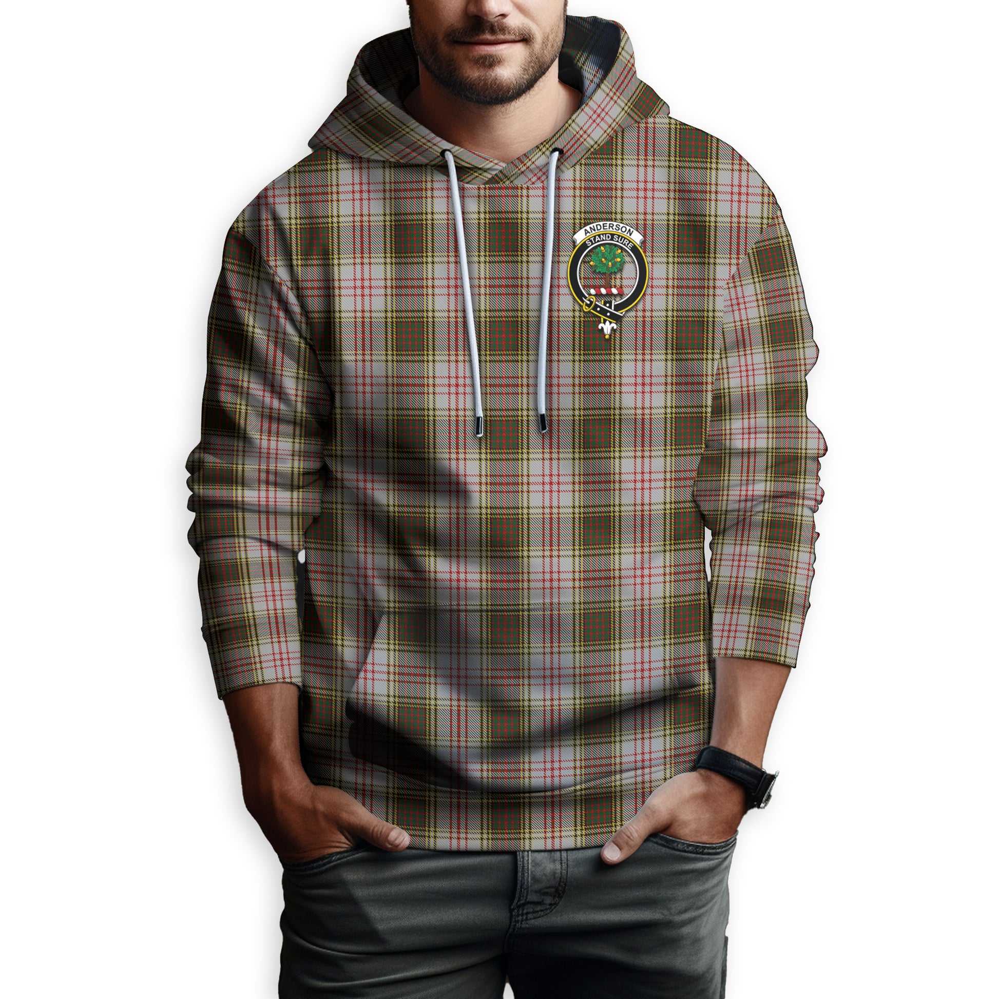 Anderson Dress Tartan Hoodie with Family Crest - Tartanvibesclothing