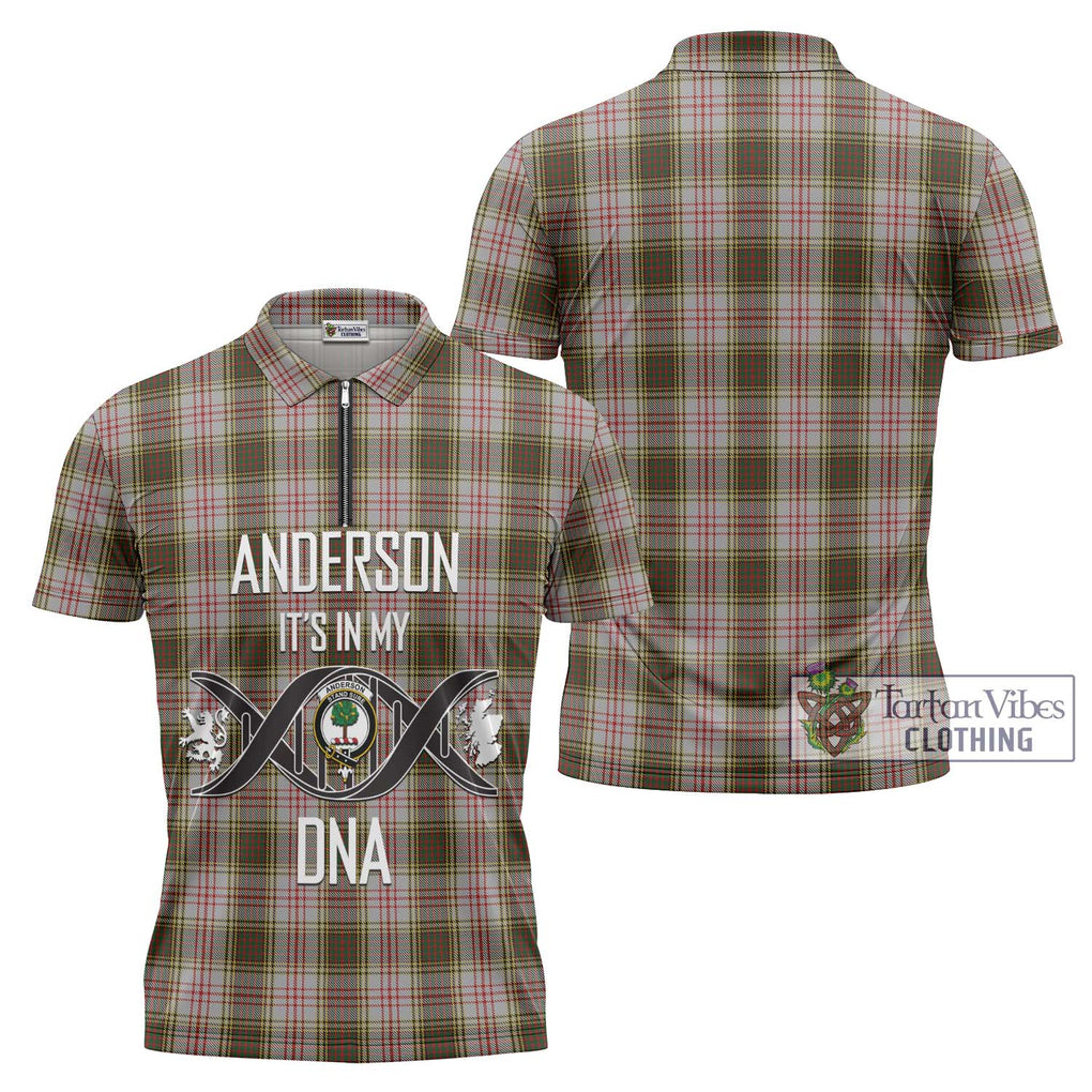 Anderson Dress Tartan Zipper Polo Shirt with Family Crest DNA In Me Style Unisex - Tartanvibesclothing Shop