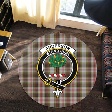 Anderson Dress Tartan Round Rug with Family Crest