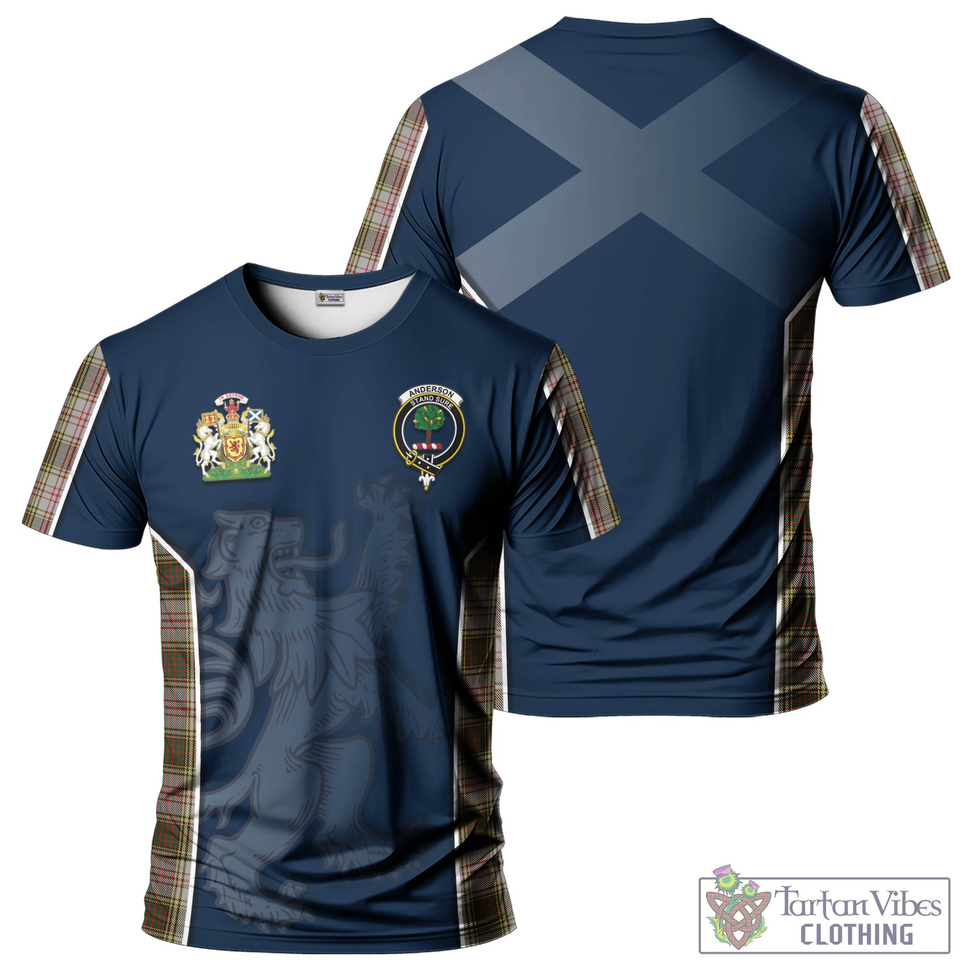 Tartan Vibes Clothing Anderson Dress Tartan T-Shirt with Family Crest and Lion Rampant Vibes Sport Style