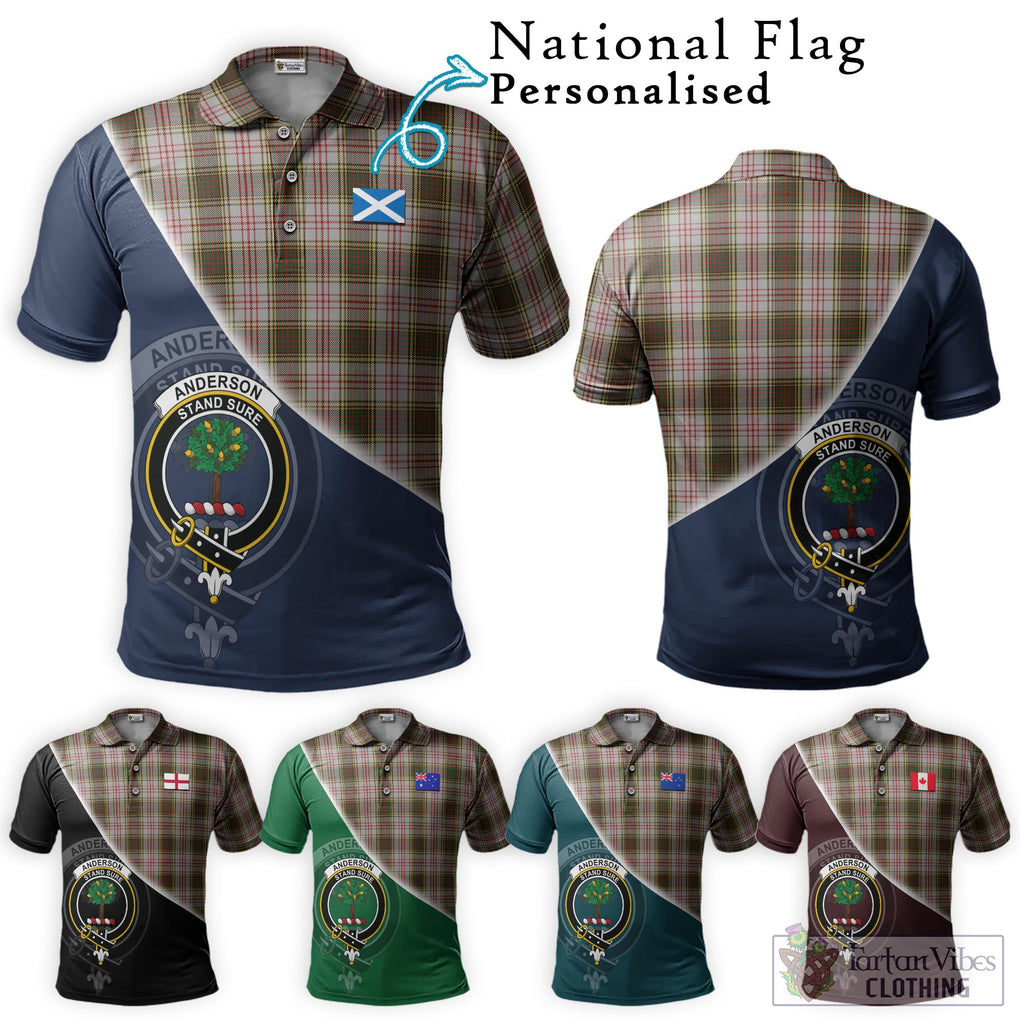 Anderson Dress Tartan Polo Shirt with Personalised National Flag and Family Crest Half Style Maroon - Tartanvibesclothing Shop