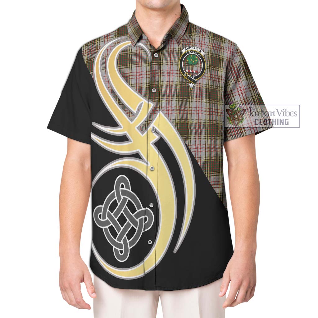 Anderson Dress Tartan Short Sleeve Button Shirt with Family Crest and Celtic Symbol Style Kid - Tartan Vibes Clothing