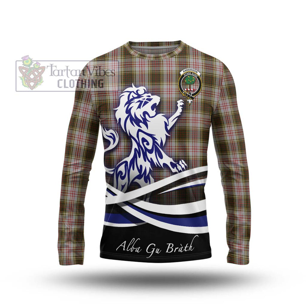 Anderson Dress Tartan Long Sleeve T-Shirt with Alba Gu Brath Regal Lion Emblem Unisex - Tartanvibesclothing Shop