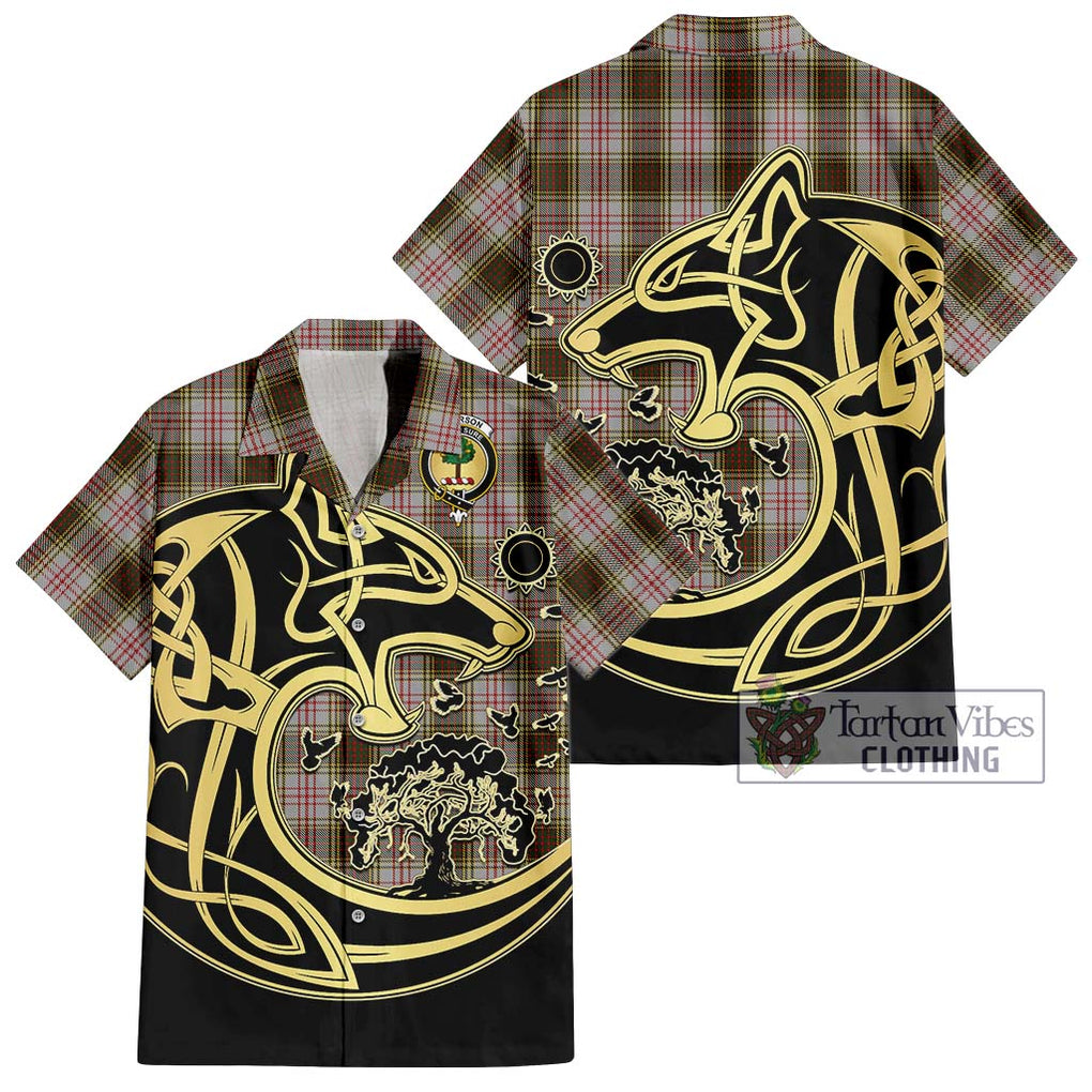 Anderson Dress Tartan Short Sleeve Button Shirt with Family Crest Celtic Wolf Style Kid - Tartan Vibes Clothing