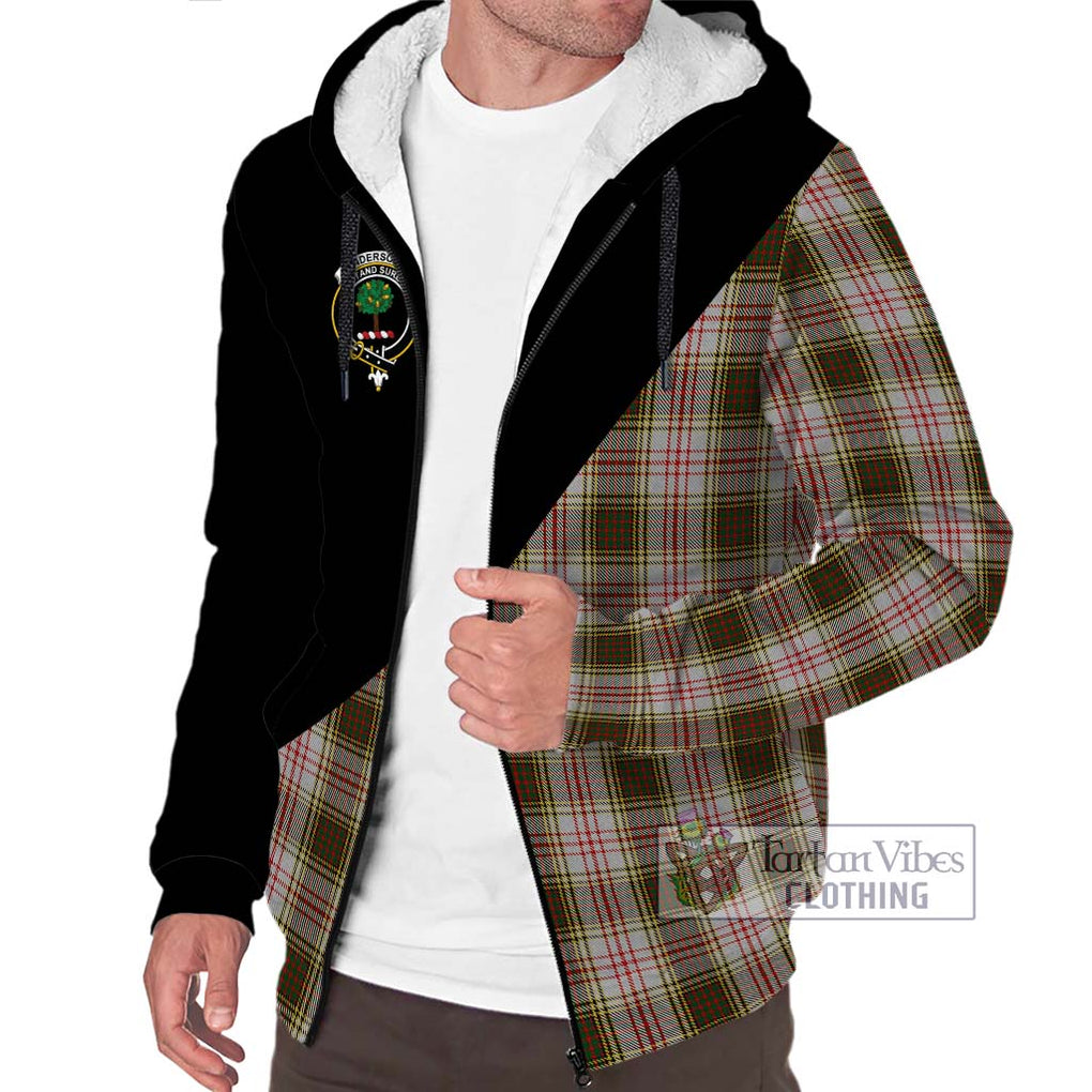 Anderson Dress Tartan Sherpa Hoodie with Family Crest and Military Logo Style Unisex S - Tartanvibesclothing Shop