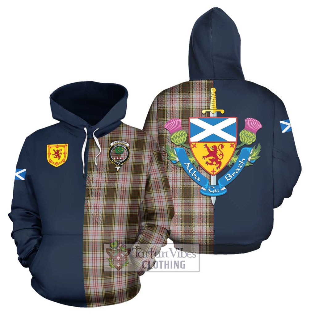 Tartan Vibes Clothing Anderson Dress Tartan Hoodie with Scottish Lion Royal Arm Half Style