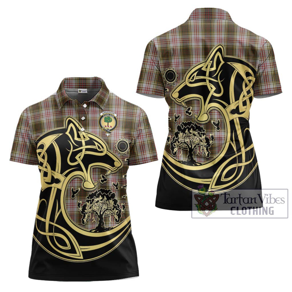 Anderson Dress Tartan Women's Polo Shirt with Family Crest Celtic Wolf Style Women - Tartanvibesclothing Shop