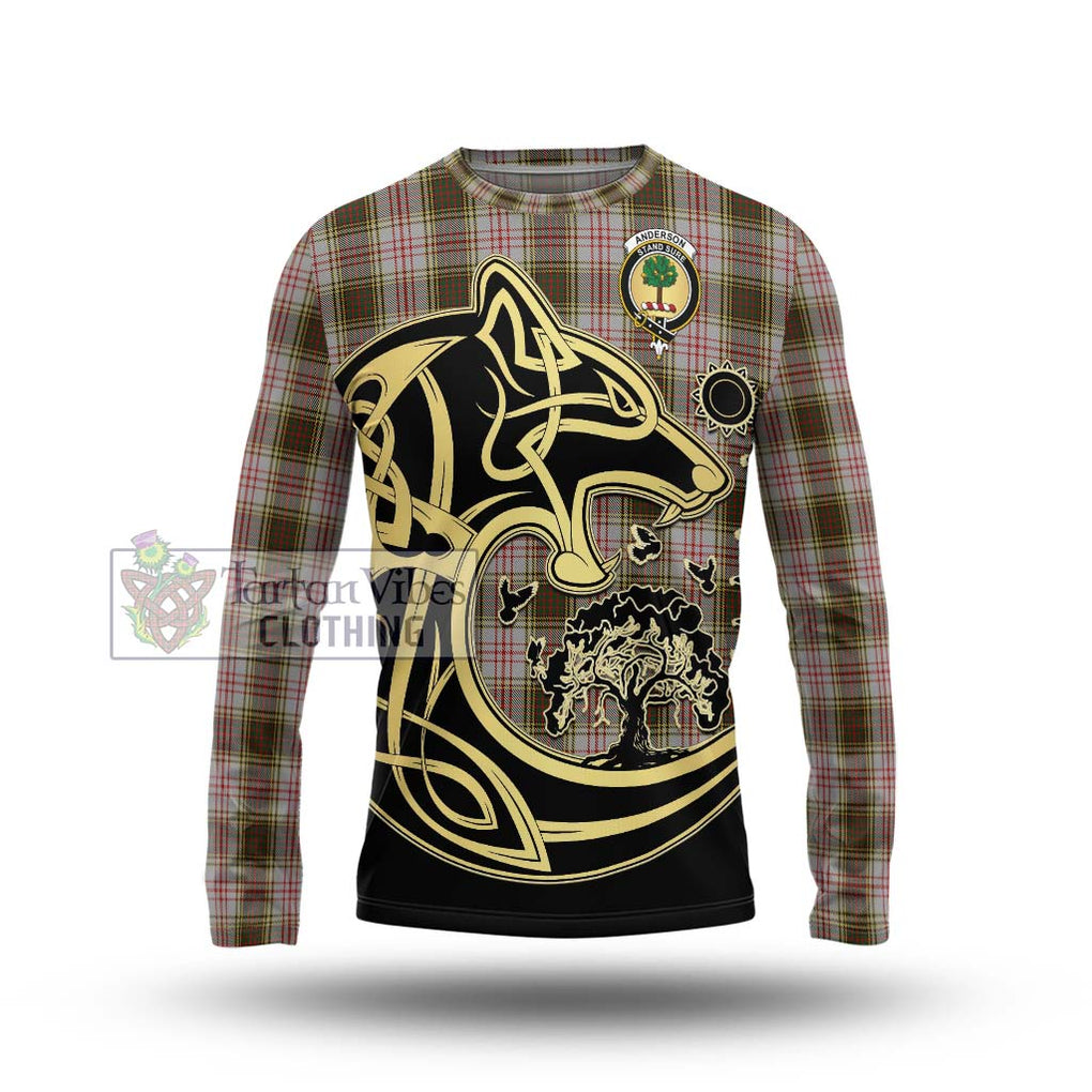 Anderson Dress Tartan Long Sleeve T-Shirt with Family Crest Celtic Wolf Style Unisex - Tartan Vibes Clothing