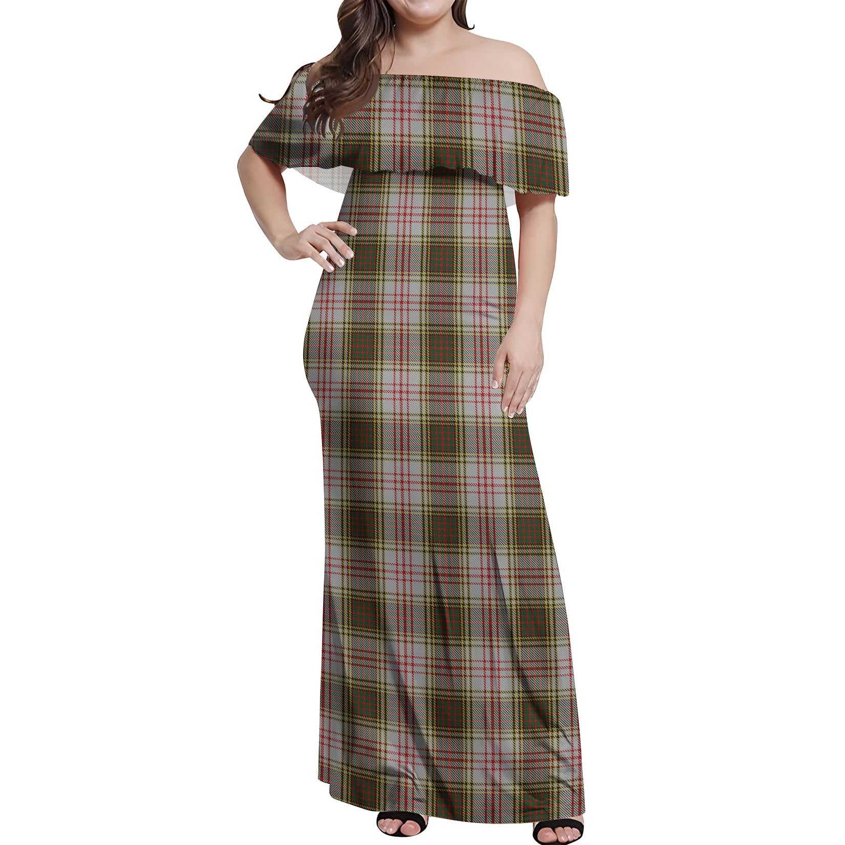 Anderson Dress Tartan Off Shoulder Long Dress Women's Dress - Tartanvibesclothing