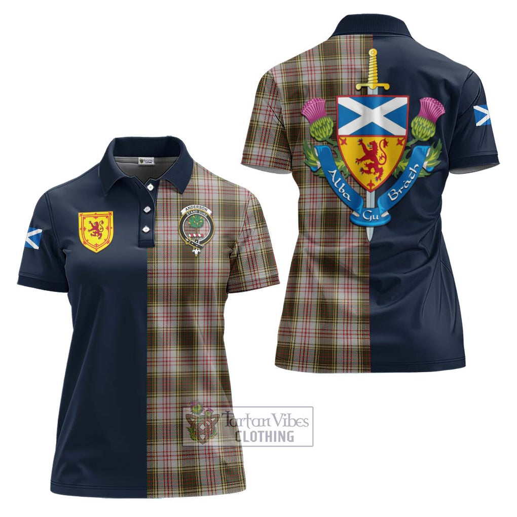 Tartan Vibes Clothing Anderson Dress Tartan Women's Polo Shirt with Scottish Lion Royal Arm Half Style