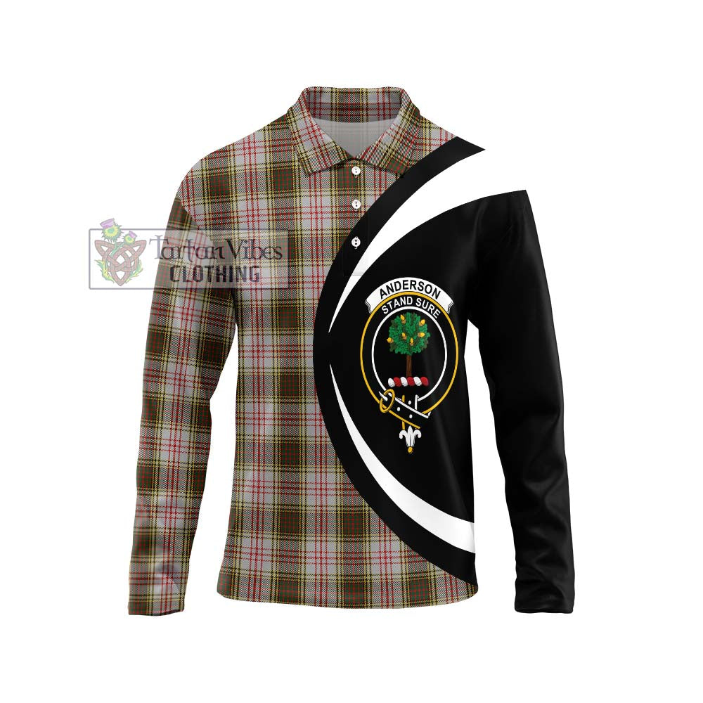 Anderson Dress Tartan Long Sleeve Polo Shirt with Family Crest Circle Style Unisex - Tartan Vibes Clothing