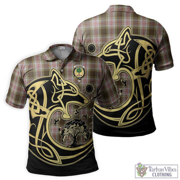 Anderson Dress Tartan Polo Shirt with Family Crest Celtic Wolf Style