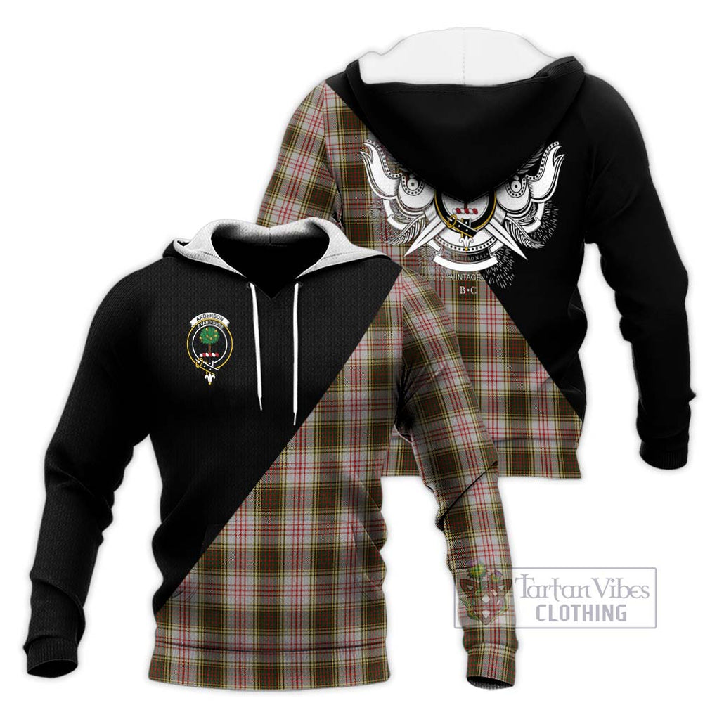 Anderson Dress Tartan Knitted Hoodie with Family Crest and Military Logo Style Unisex Knitted Pullover Hoodie - Tartanvibesclothing Shop