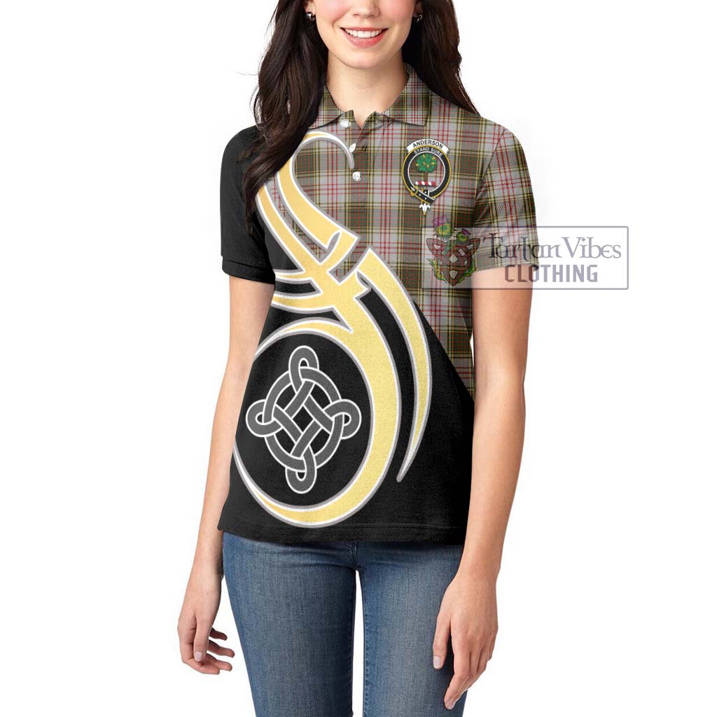 Anderson Dress Tartan Women's Polo Shirt with Family Crest and Celtic Symbol Style Women - Tartan Vibes Clothing