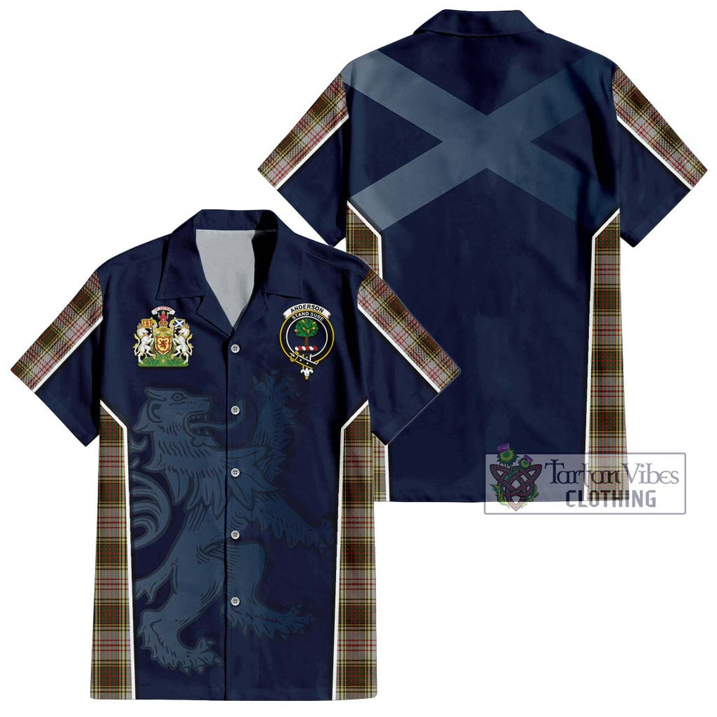 Anderson Dress Tartan Short Sleeve Button Shirt with Family Crest and Lion Rampant Vibes Sport Style Kid - Tartan Vibes Clothing