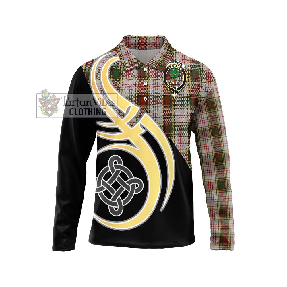 Anderson Dress Tartan Long Sleeve Polo Shirt with Family Crest and Celtic Symbol Style Unisex - Tartan Vibes Clothing