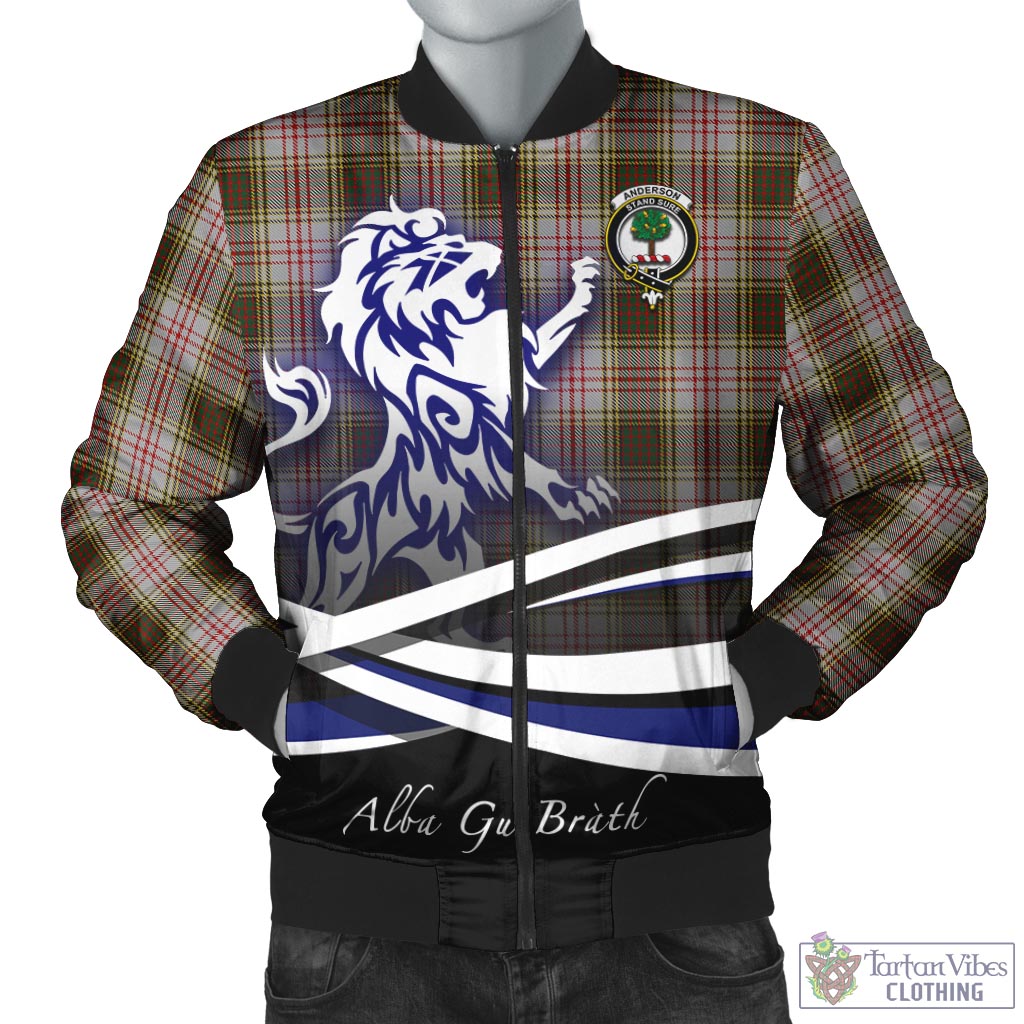 Tartan Vibes Clothing Anderson Dress Tartan Bomber Jacket with Alba Gu Brath Regal Lion Emblem