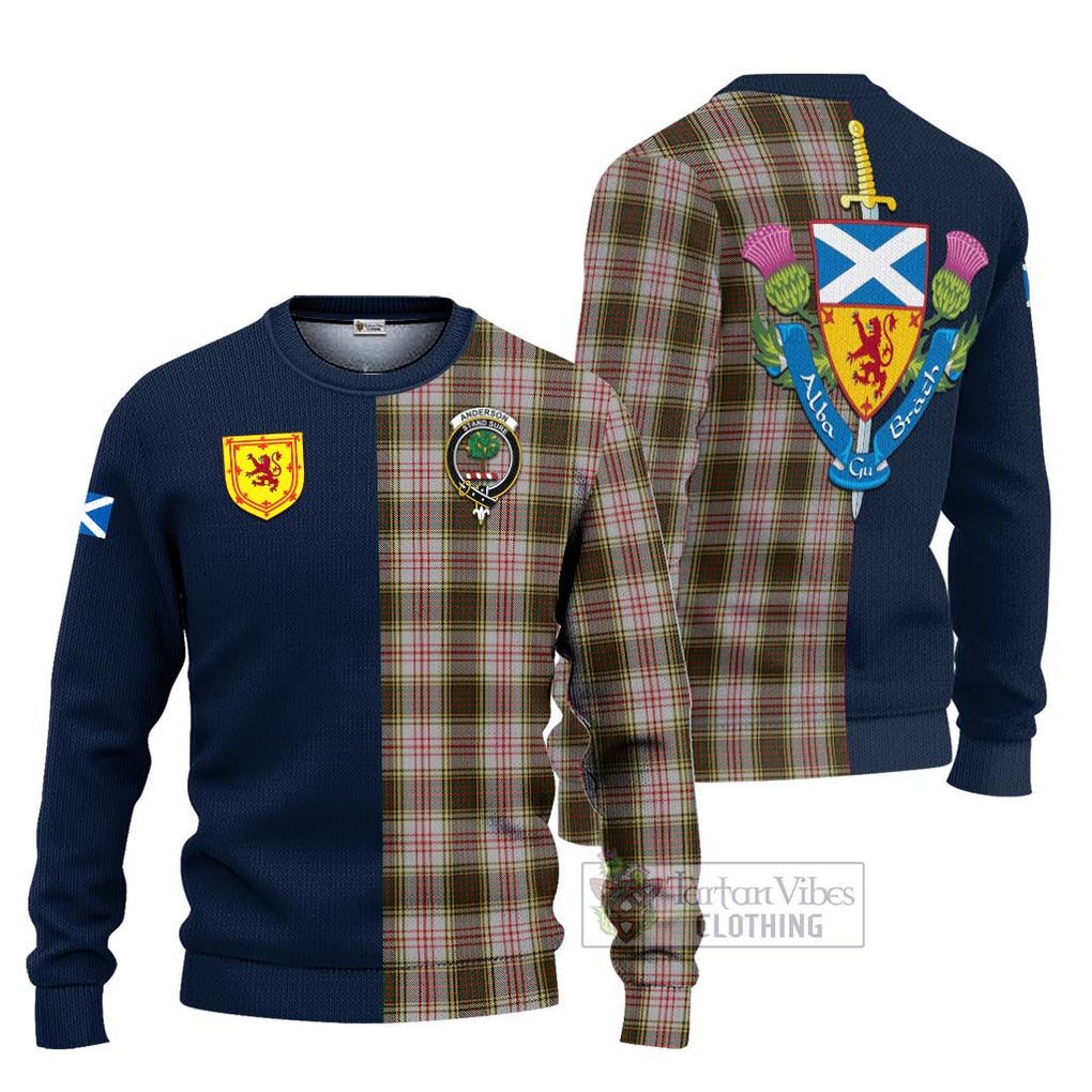 Tartan Vibes Clothing Anderson Dress Tartan Knitted Sweater with Scottish Lion Royal Arm Half Style