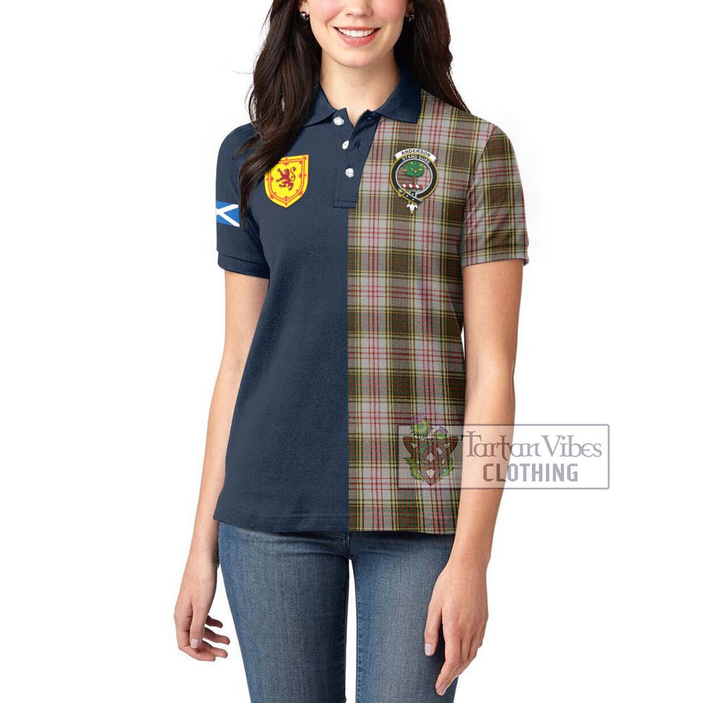 Tartan Vibes Clothing Anderson Dress Tartan Women's Polo Shirt with Scottish Lion Royal Arm Half Style