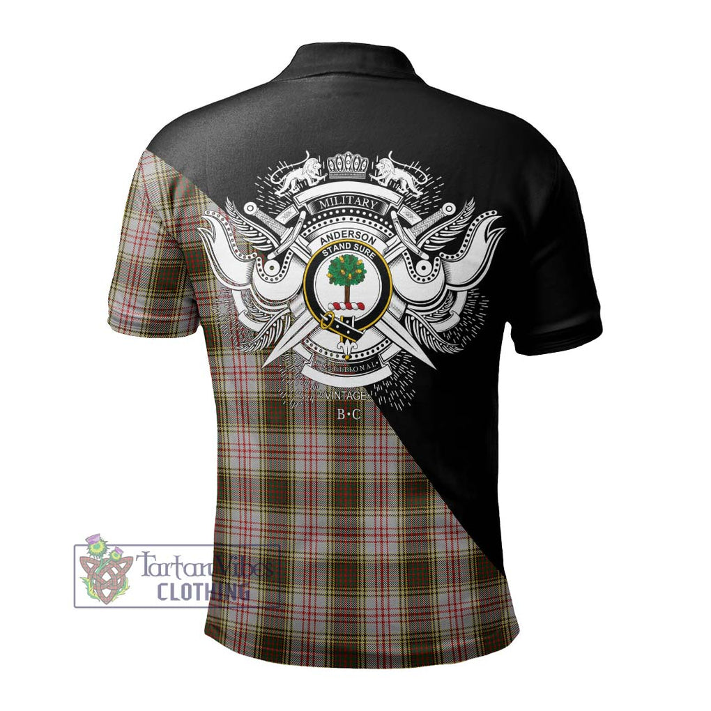 Anderson Dress Tartan Polo Shirt with Family Crest and Military Logo Style - Tartanvibesclothing Shop