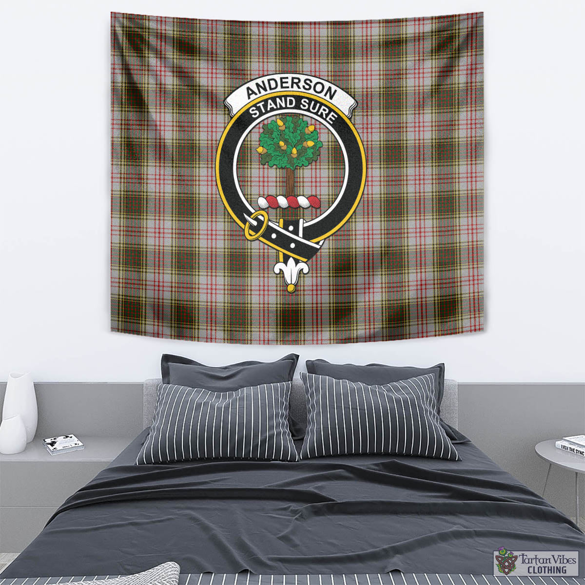 Tartan Vibes Clothing Anderson Dress Tartan Tapestry Wall Hanging and Home Decor for Room with Family Crest