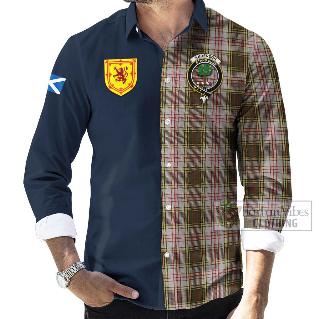 Tartan Vibes Clothing Anderson Dress Tartan Long Sleeve Button Shirt with Scottish Lion Royal Arm Half Style