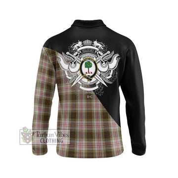 Anderson Dress Tartan Long Sleeve Polo Shirt with Family Crest and Military Logo Style