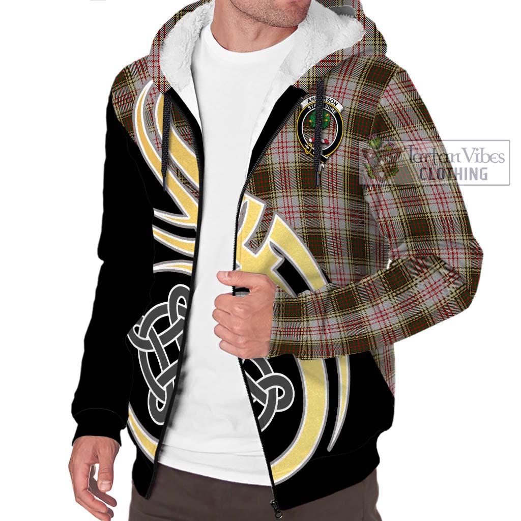 Anderson Dress Tartan Sherpa Hoodie with Family Crest and Celtic Symbol Style - Tartan Vibes Clothing