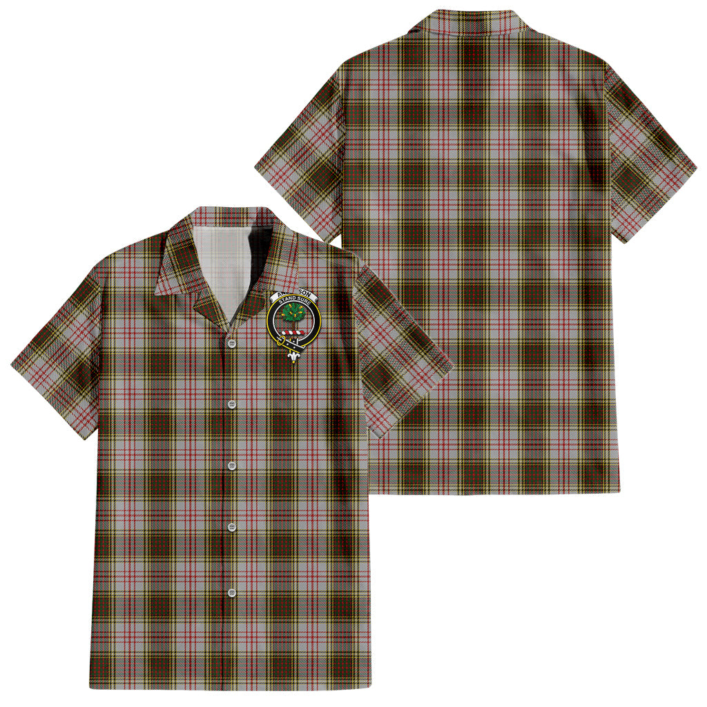 Anderson Dress Tartan Short Sleeve Button Down Shirt with Family Crest - Tartanvibesclothing