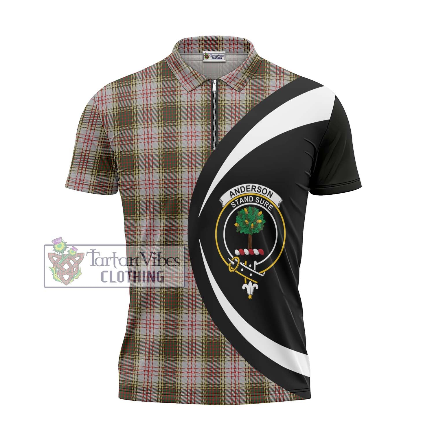 Tartan Vibes Clothing Anderson Dress Tartan Zipper Polo Shirt with Family Crest Circle Style