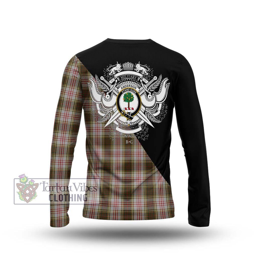 Anderson Dress Tartan Long Sleeve T-Shirt with Family Crest and Military Logo Style - Tartanvibesclothing Shop