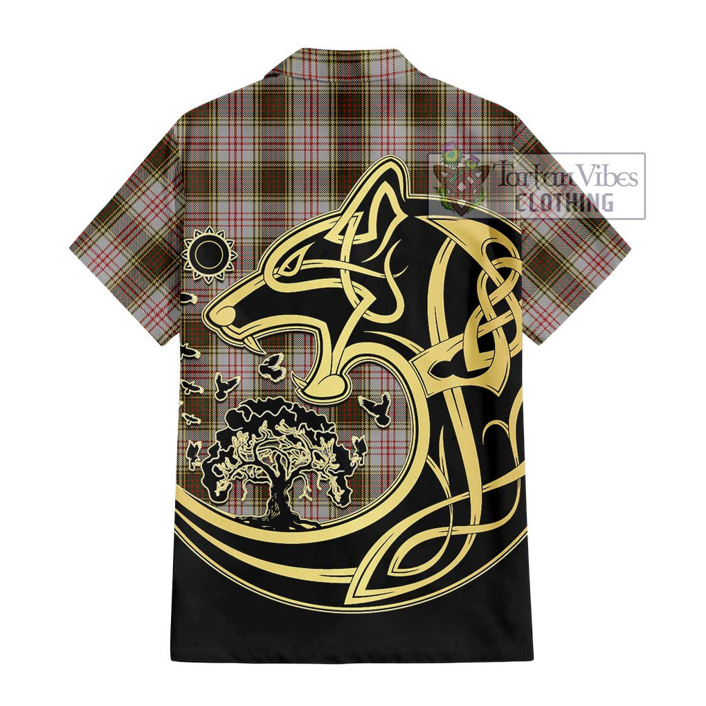 Anderson Dress Tartan Short Sleeve Button Shirt with Family Crest Celtic Wolf Style - Tartan Vibes Clothing