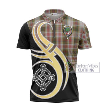 Anderson Dress Tartan Zipper Polo Shirt with Family Crest and Celtic Symbol Style