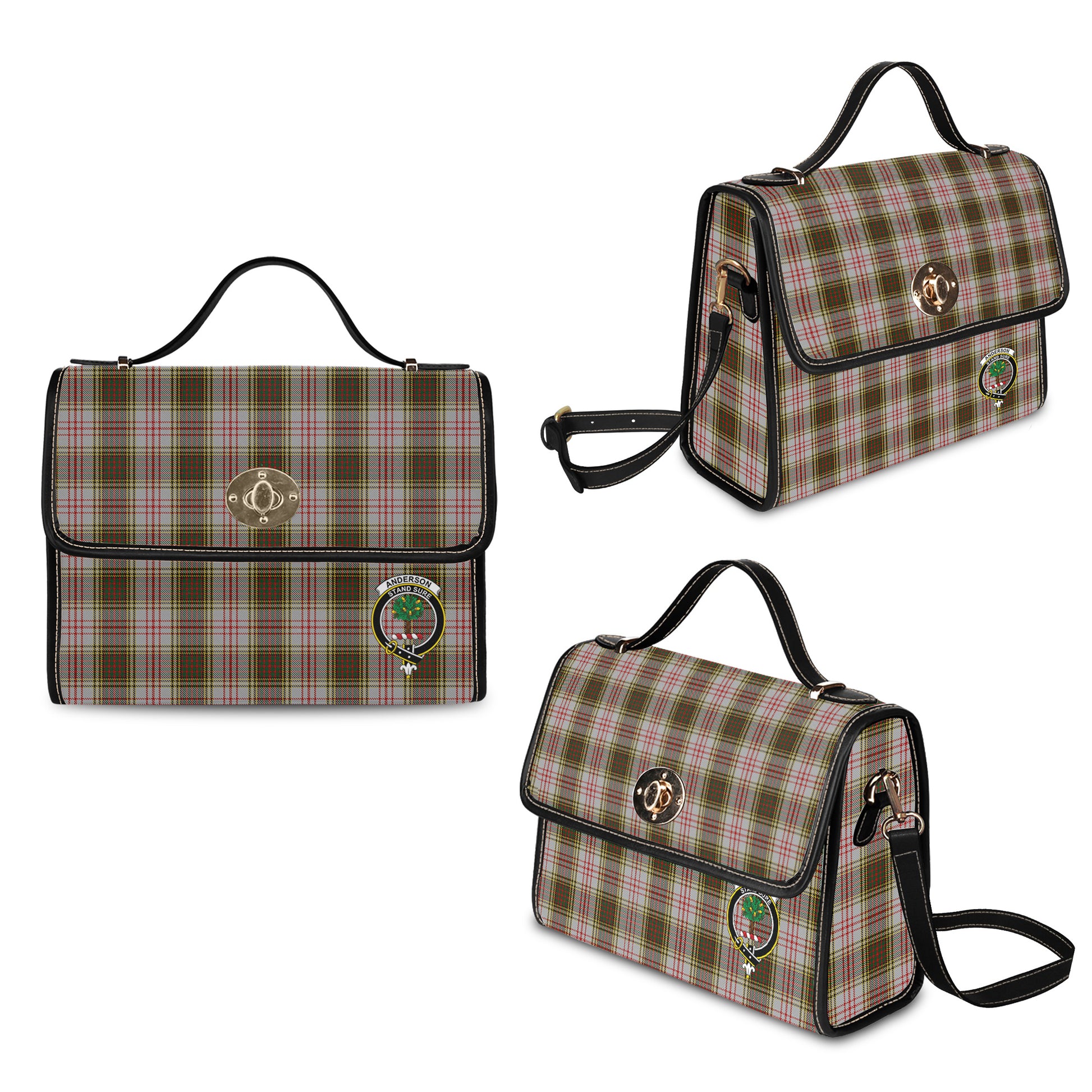 Anderson Dress Tartan Leather Strap Waterproof Canvas Bag with Family Crest - Tartanvibesclothing