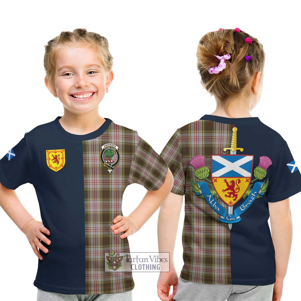 Tartan Vibes Clothing Anderson Dress Tartan Kid T-Shirt with Scottish Lion Royal Arm Half Style