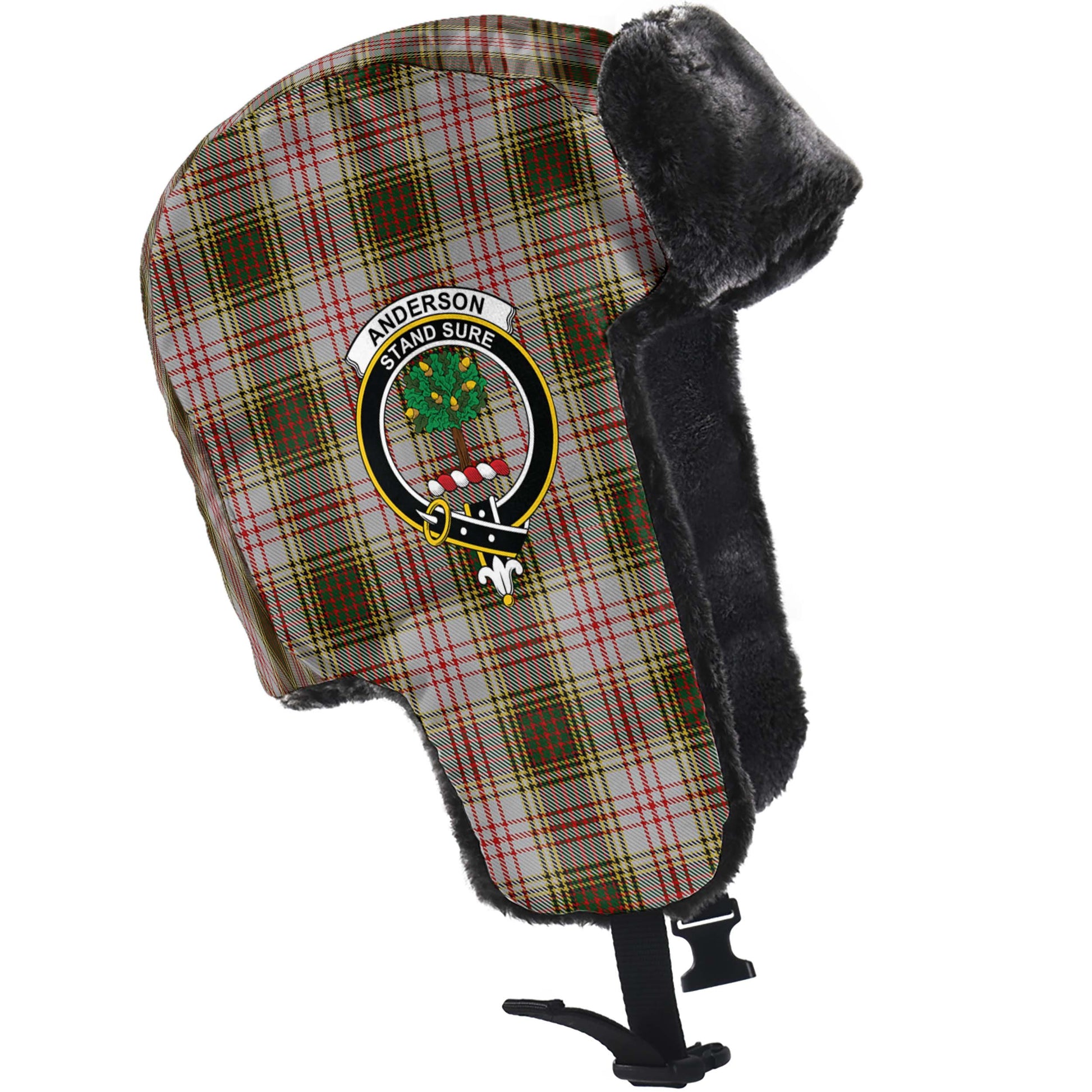 Anderson Dress Tartan Winter Trapper Hat with Family Crest - Tartanvibesclothing