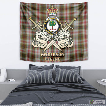 Anderson Dress Tartan Tapestry with Clan Crest and the Golden Sword of Courageous Legacy