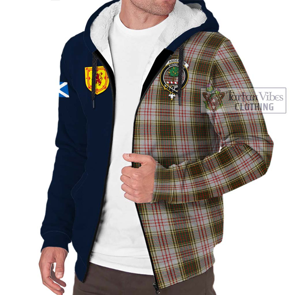 Tartan Vibes Clothing Anderson Dress Tartan Sherpa Hoodie with Scottish Lion Royal Arm Half Style